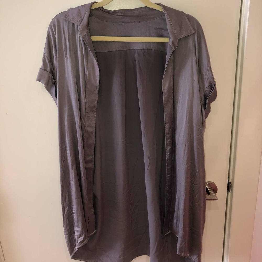 VINTAGE real silk collared vest /cardigan kimono